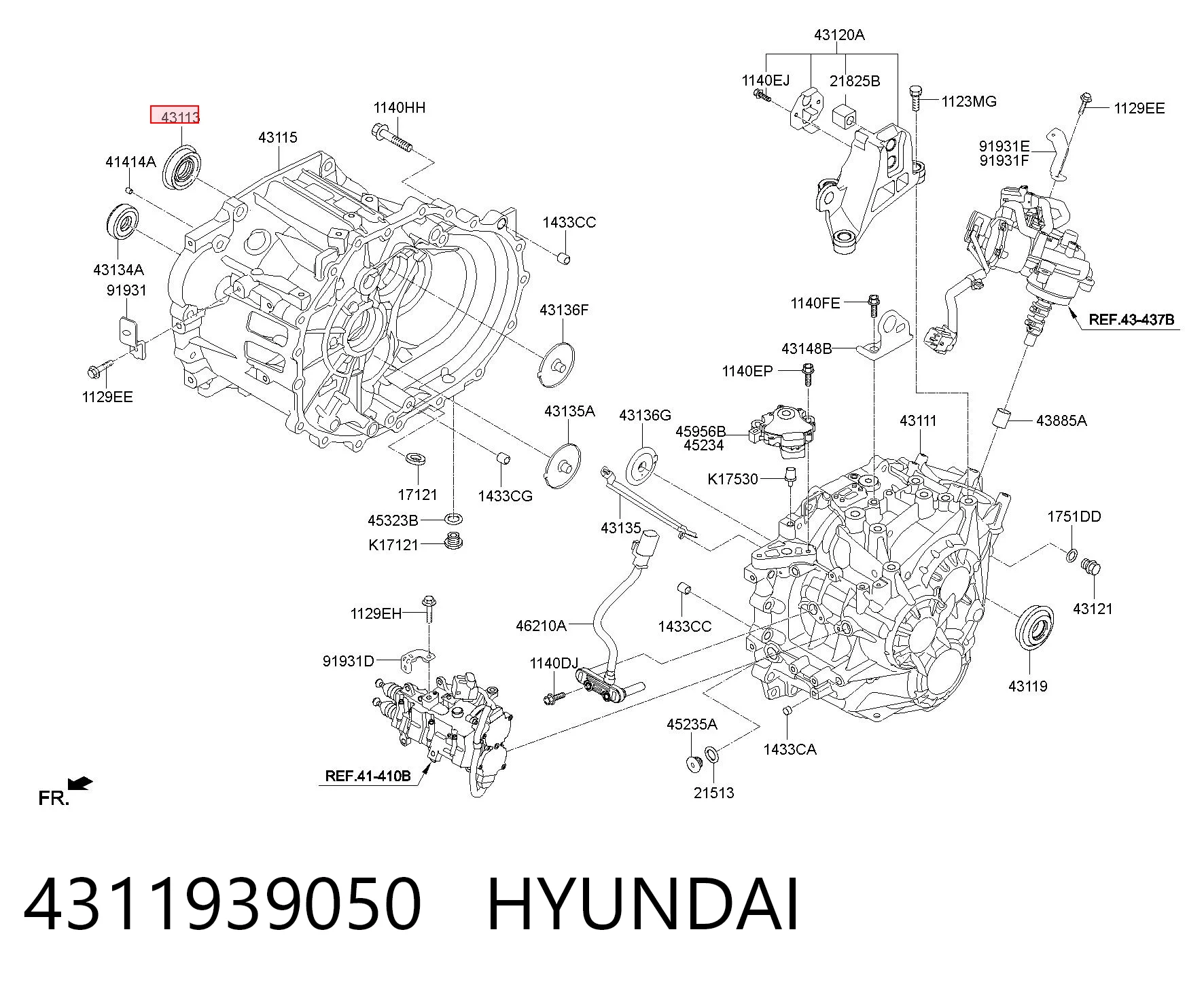 4311939050 Hyundai/Kia Uszczelniacz półosi mostu przedniego