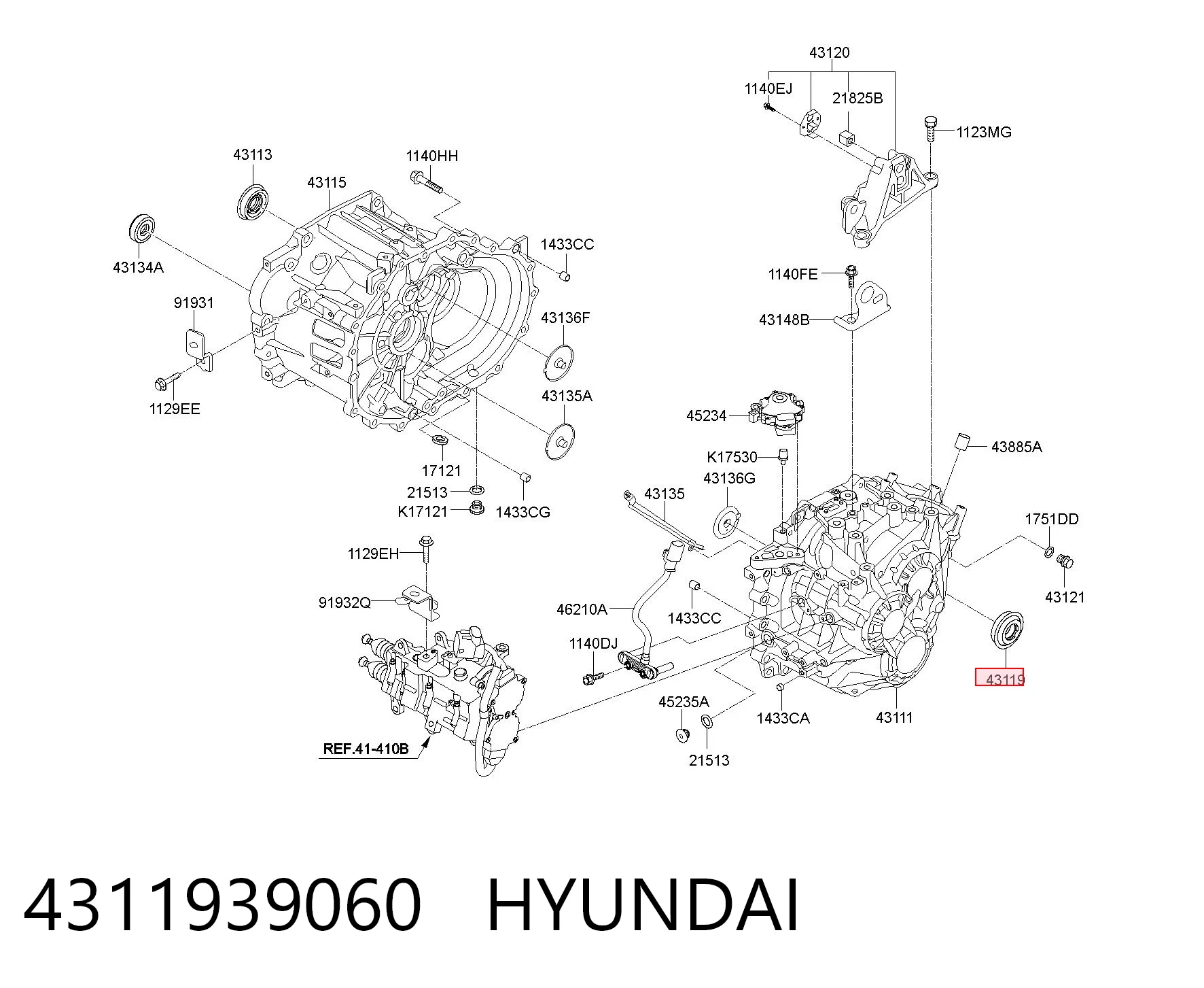 4311939060 Hyundai/Kia Uszczelniacz półosi mostu przedniego