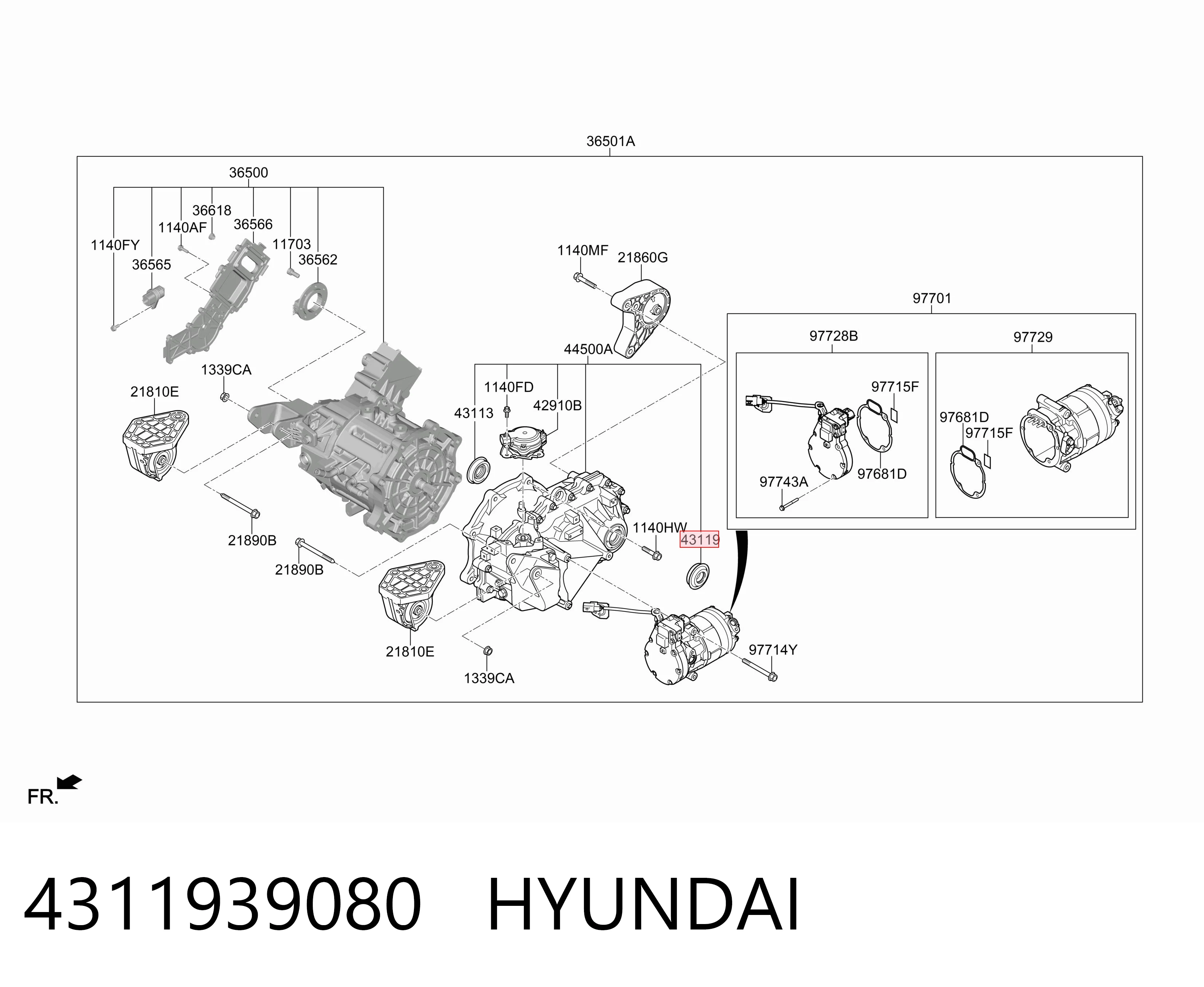 4311939080 Hyundai/Kia Uszczelniacz półosi prawej mostu przedniego