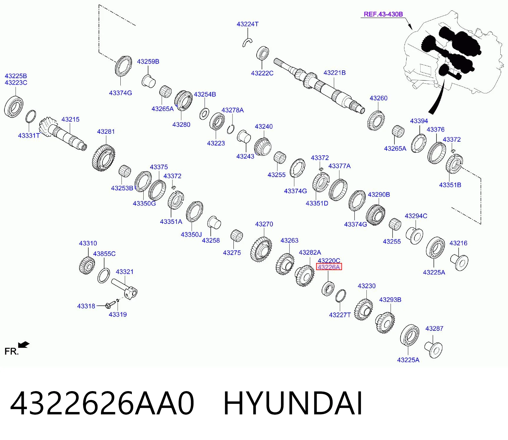 4322626AA0 Hyundai/Kia Łożysko wału sprzęgłowego skrzyni biegów