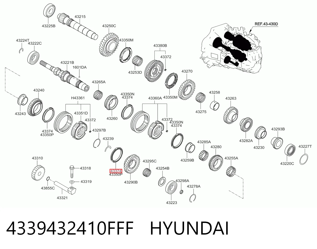 4339432410FFF Hyundai/Kia Pierścień synchronizatora