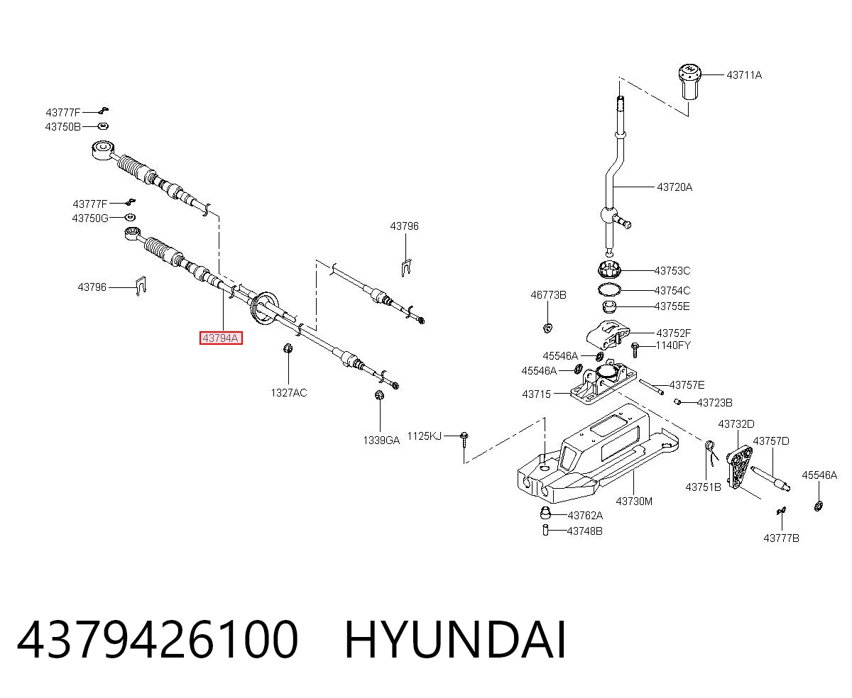 Do koszyka Linka dźwigni zmiany biegów podwójna Hyundai Santa Fe I SM