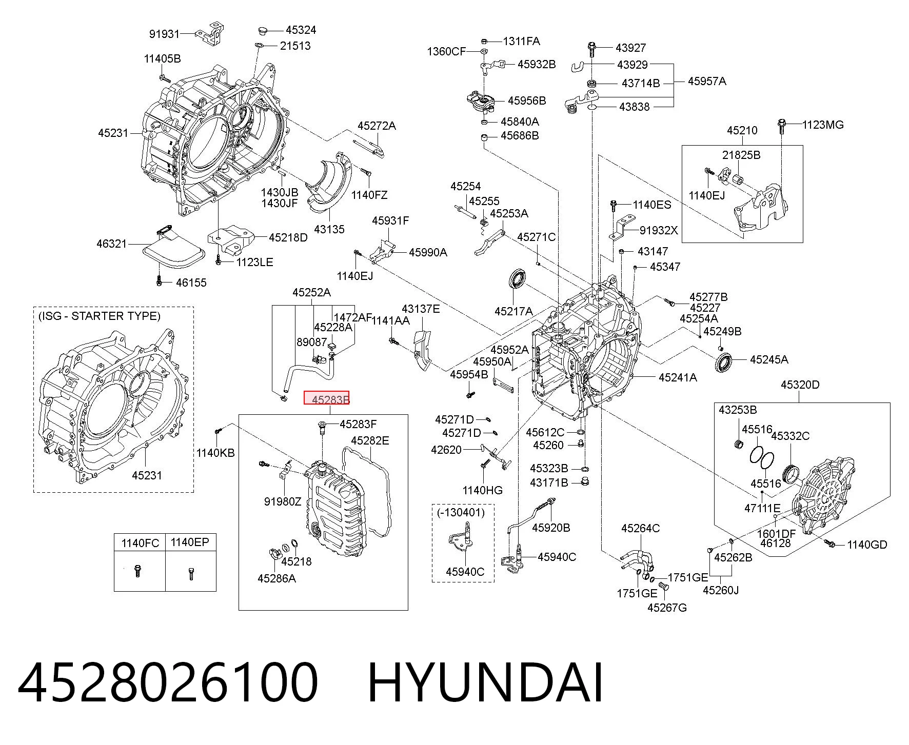 4528026100 Hyundai/Kia Pokrywa skrzyni biegów tylna