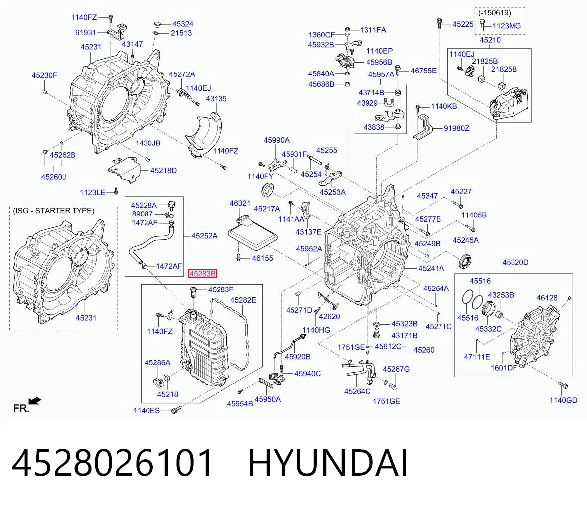 4528026101 Hyundai/Kia Pokrywa skrzyni biegów tylna