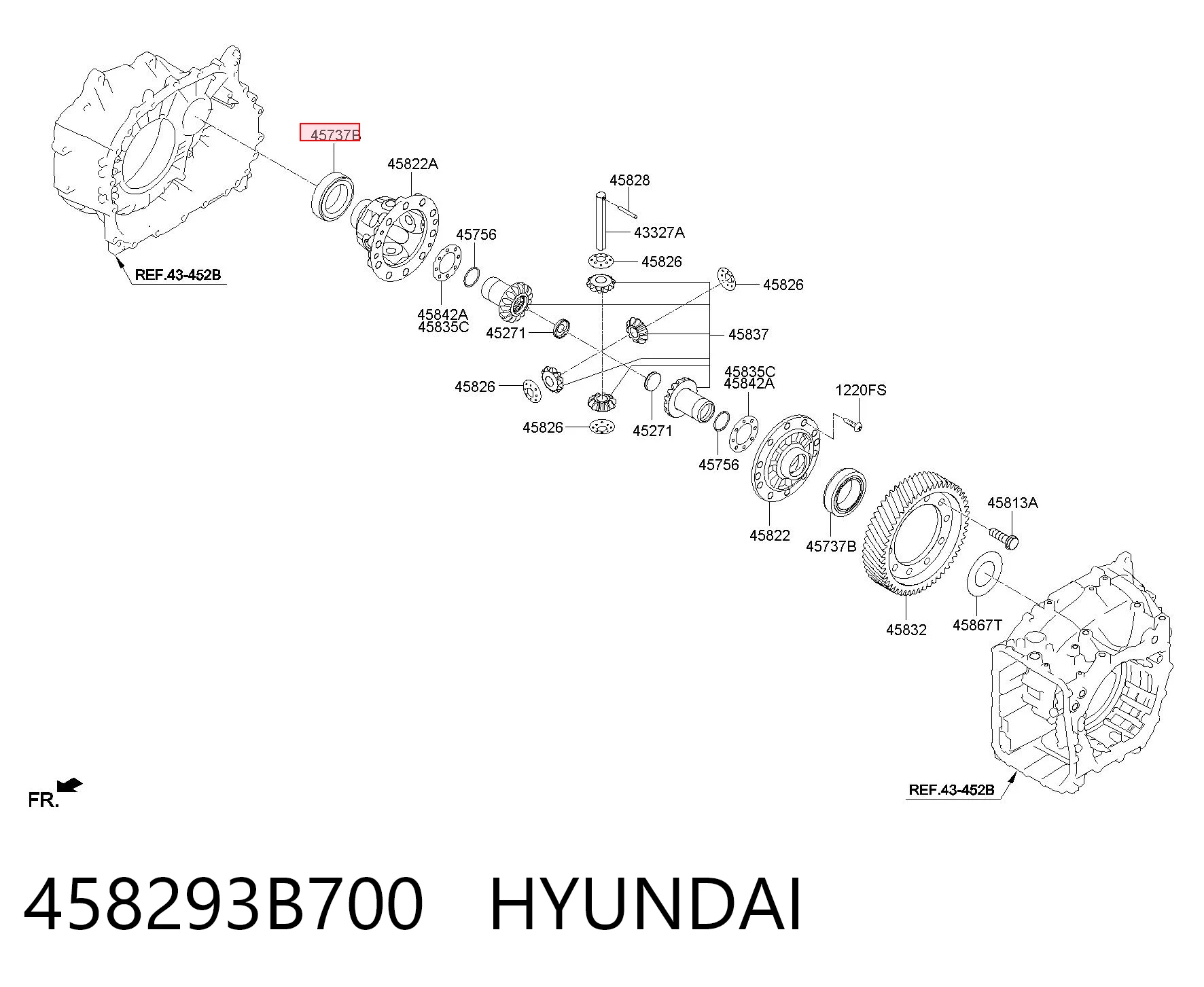 458293B700 Hyundai/Kia Łożysko dyferencjału mostu przedniego