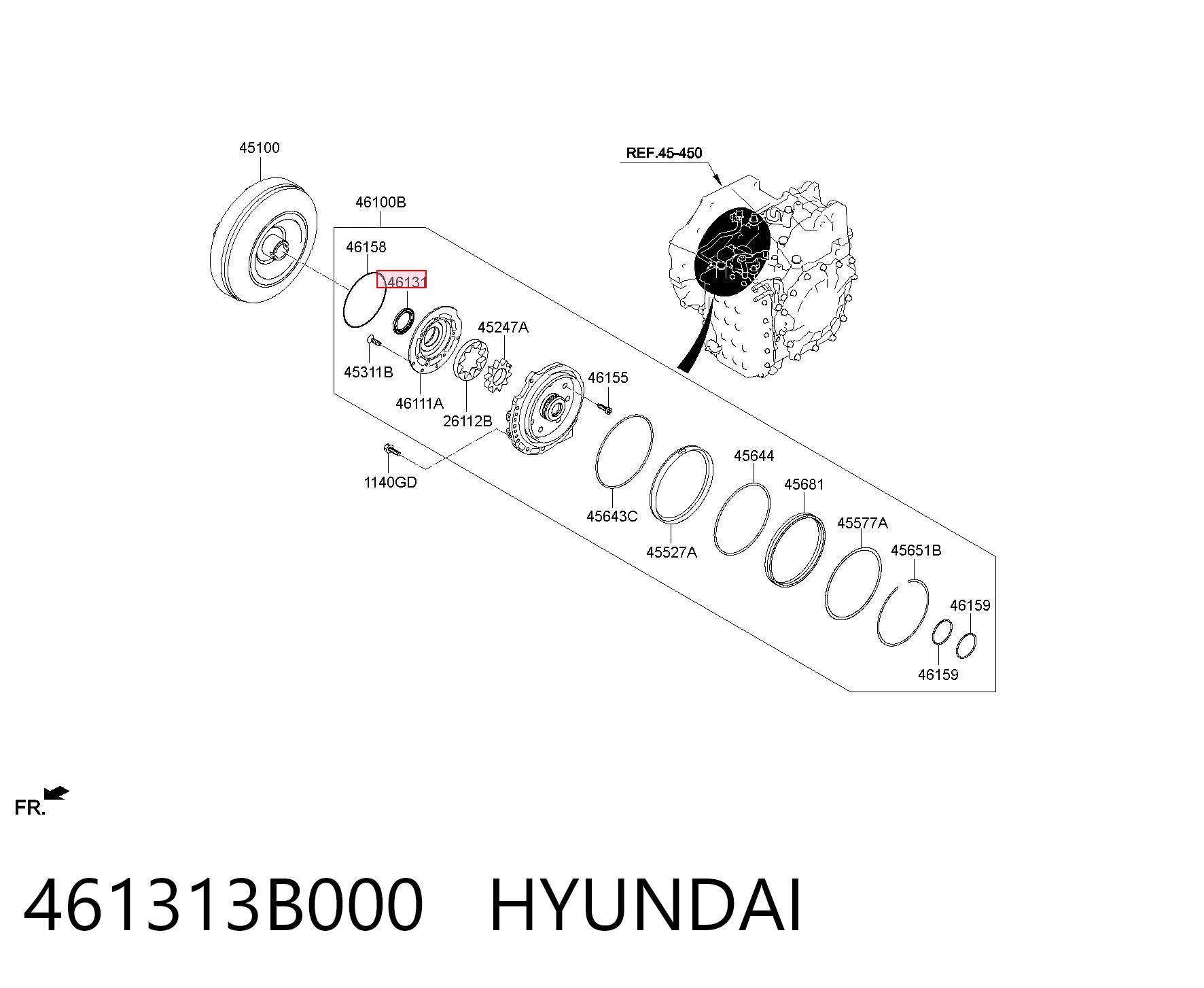 461313B000 Hyundai/Kia Uszczelniacz pompy olejowej automatycznej skrzyni biegów