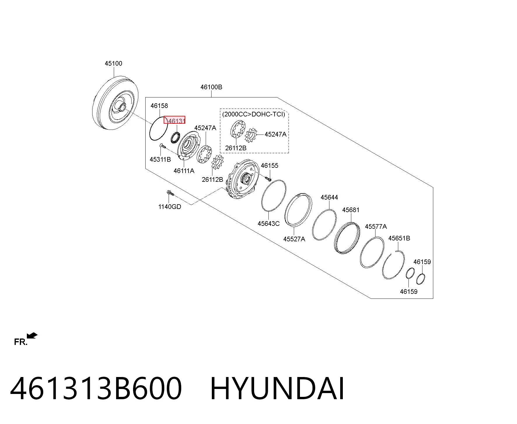 461313B600 Hyundai/Kia Uszczelniacz pompy olejowej automatycznej skrzyni biegów