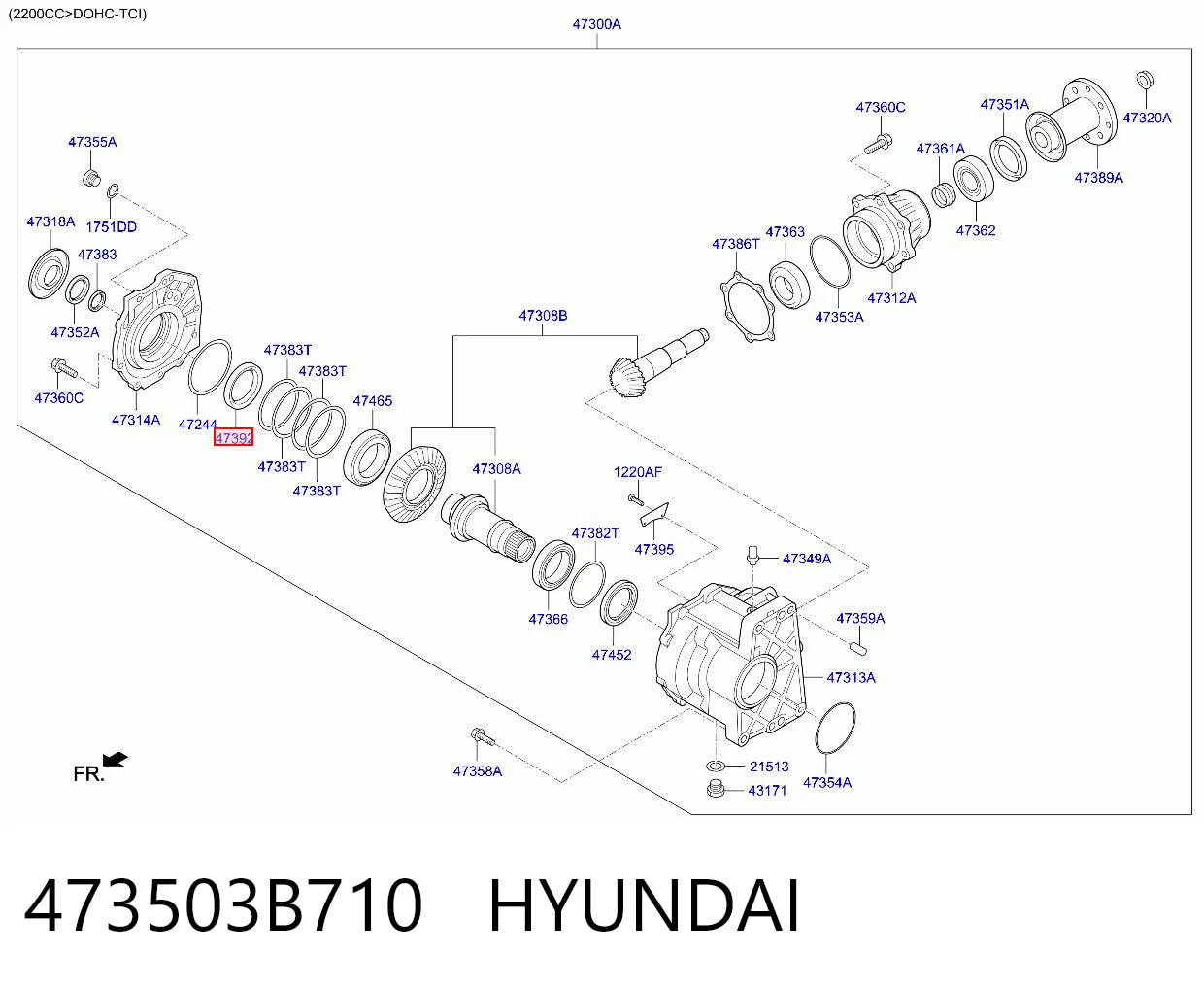 473503B710 Hyundai/Kia Uszczelniacz skrzyni rozdzielczej tylny wyjściowy