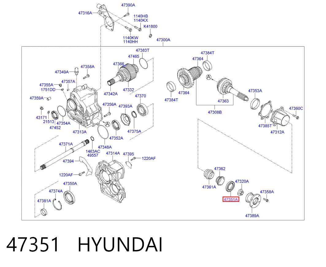 47351 Hyundai/Kia Uszczelniacz skrzyni rozdzielczej tylny wyjściowy