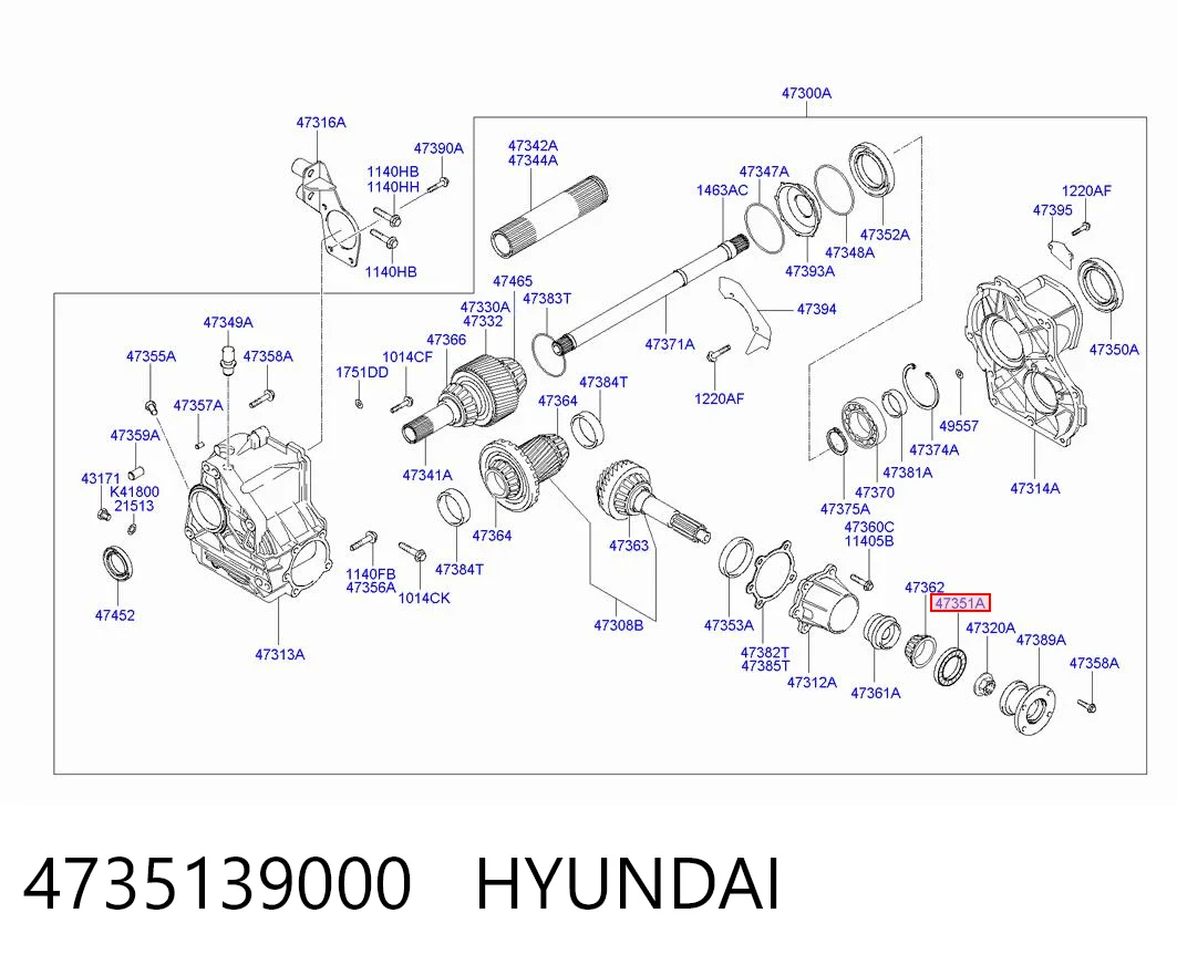4735139000 Hyundai/Kia Uszczelniacz skrzyni rozdzielczej tylny wyjściowy