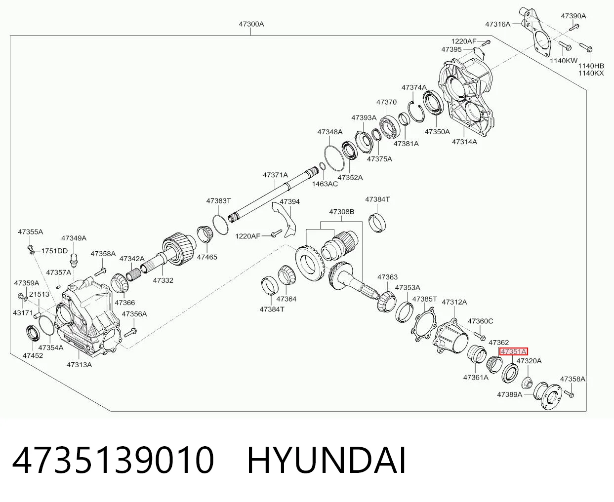 4735139010 Hyundai/Kia Uszczelniacz skrzyni rozdzielczej tylny wyjściowy