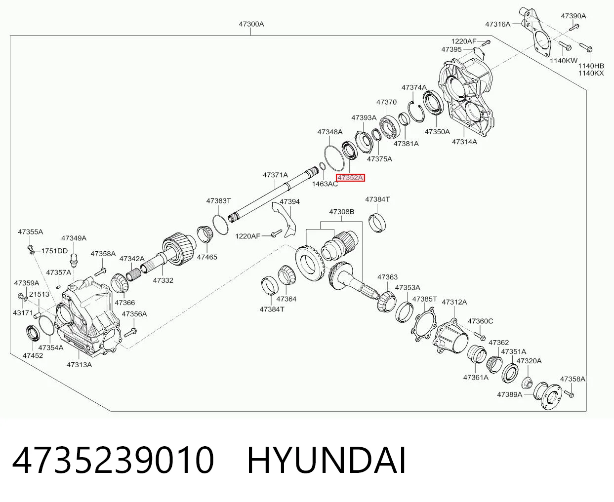 4735239010 Hyundai/Kia Uszczelniacz skrzyni rozdzielczej przedni wyjściowy