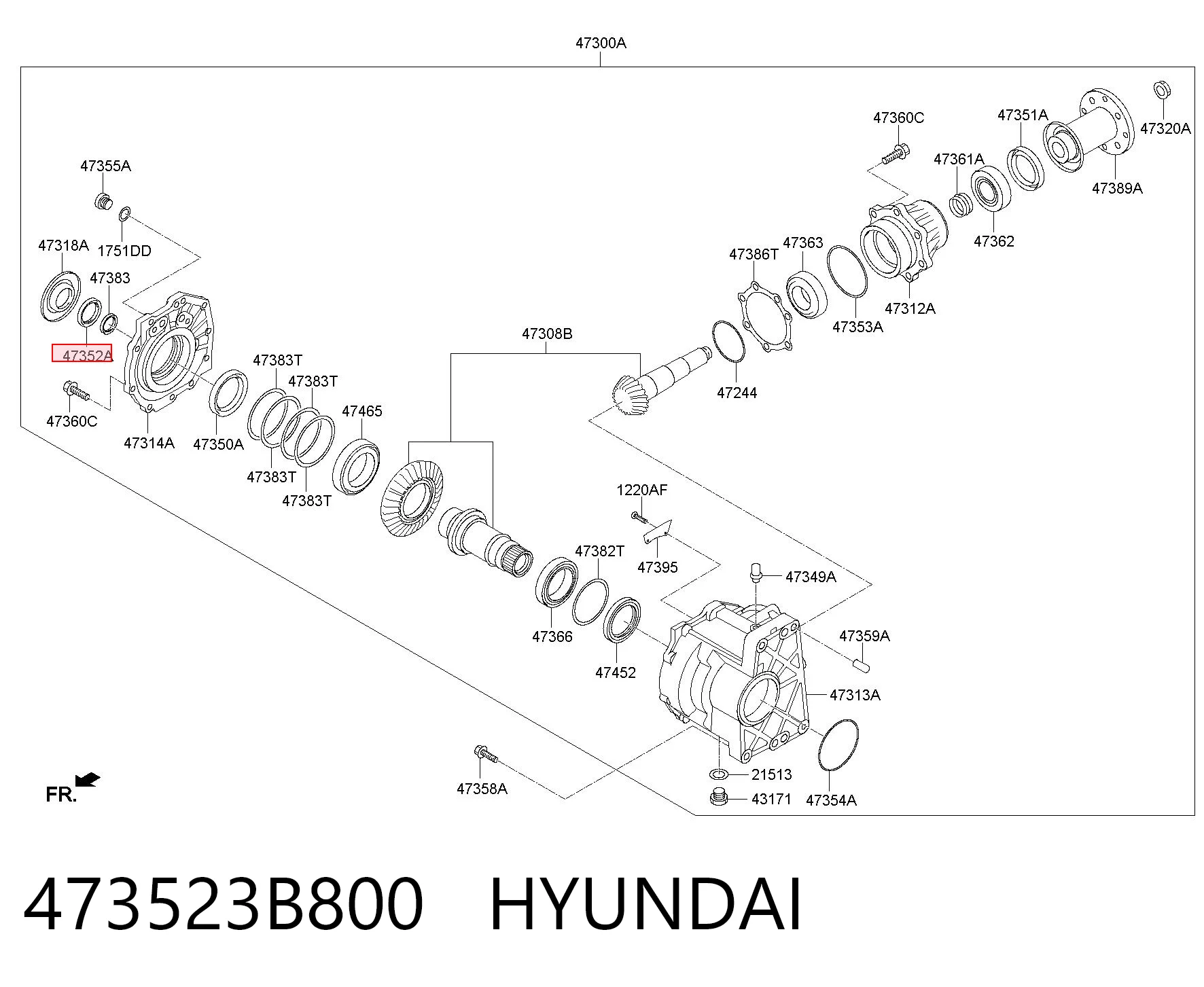 473523B800 Hyundai/Kia Uszczelniacz skrzyni rozdzielczej tylny wyjściowy