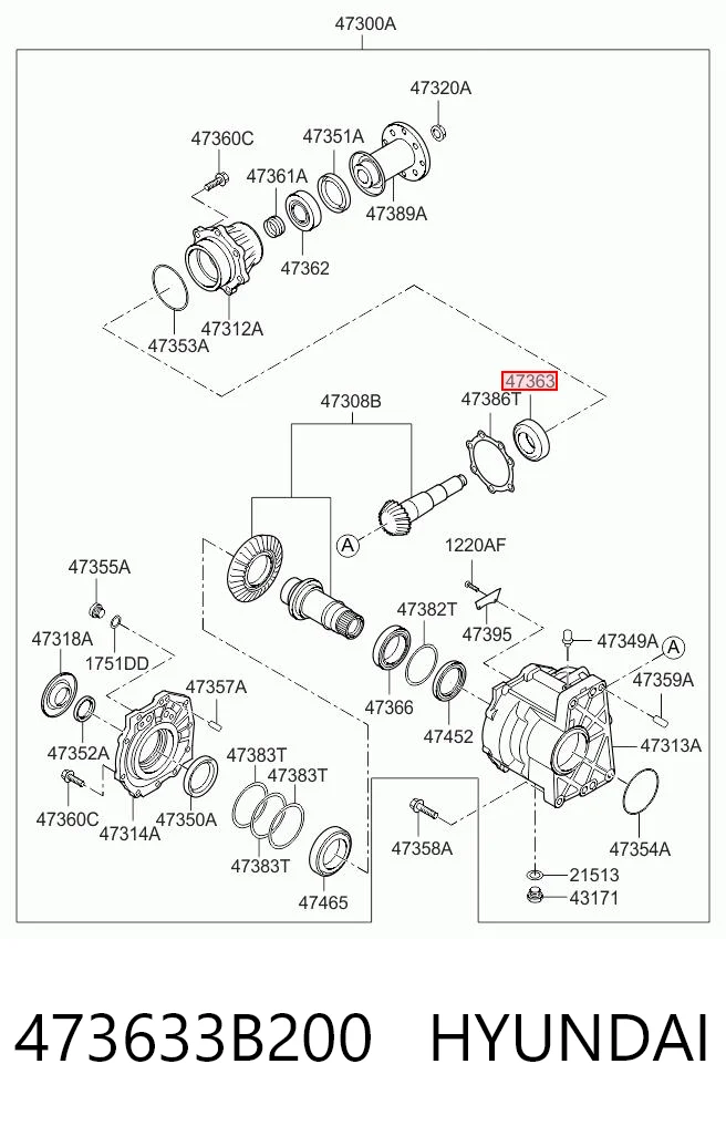 473633B200 Hyundai/Kia Łożysko przednie skrzyni rozdzielczej, wału wyjściowego
