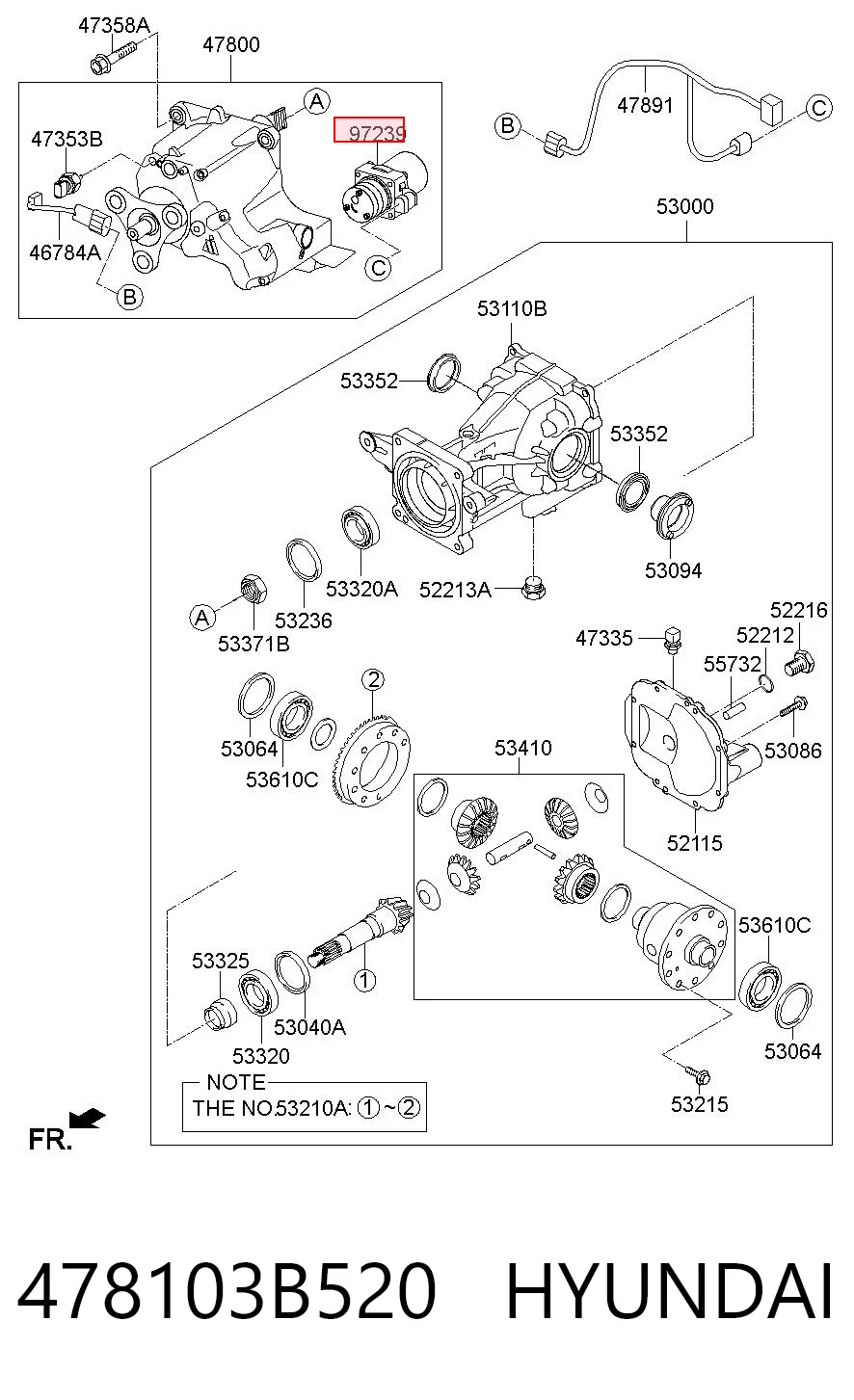 478103B520 Hyundai/Kia Napęd blokady dyferencjału osi tylnej
