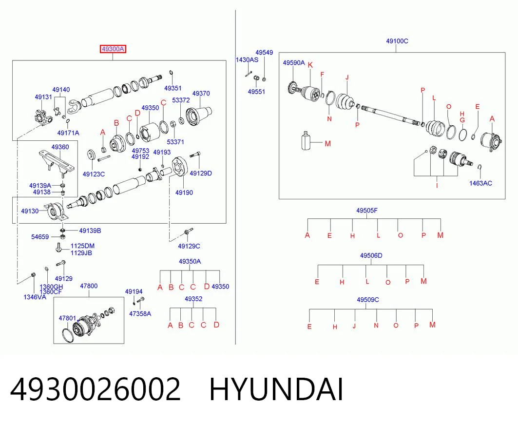 Wał Cardana tylny, kompletny do Hyundai Santa Fe I SM