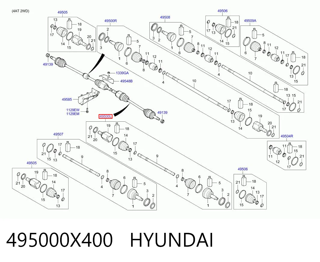  Półoś napędowa przednia lewa Hyundai I10 