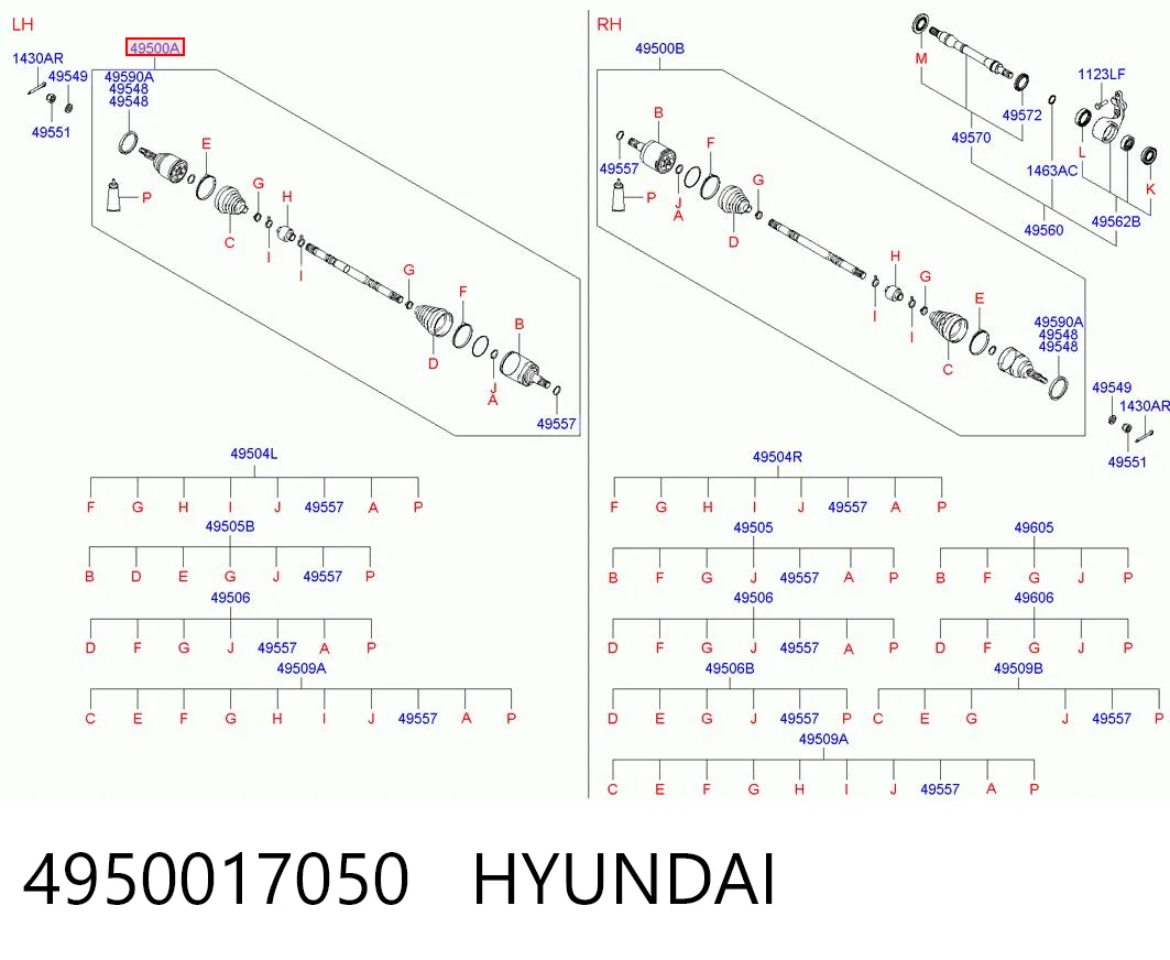 Półoś napędowa przednia lewa do Hyundai Matrix  FC