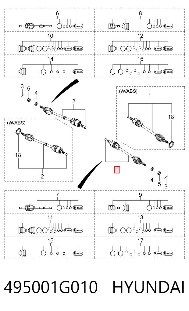 495001G010 Hyundai/Kia Półoś napędowa przednia lewa