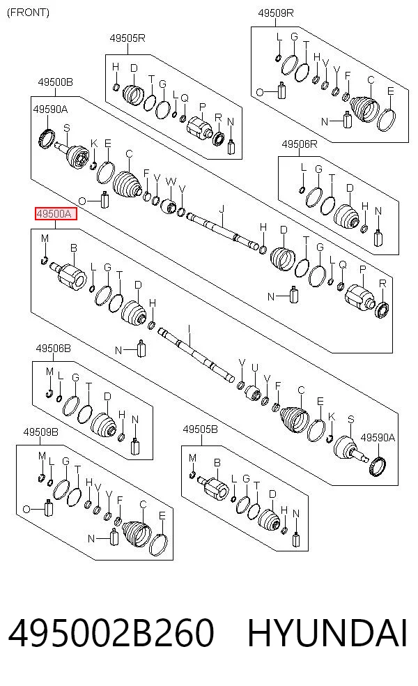 Półoś napędowa przednia lewa KIA Sorento II SUV (XM) (2009 - 2014) cena, od 112,42 USD