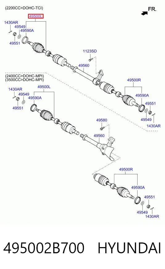 495002B700 Hyundai/Kia Półoś napędowa przednia lewa