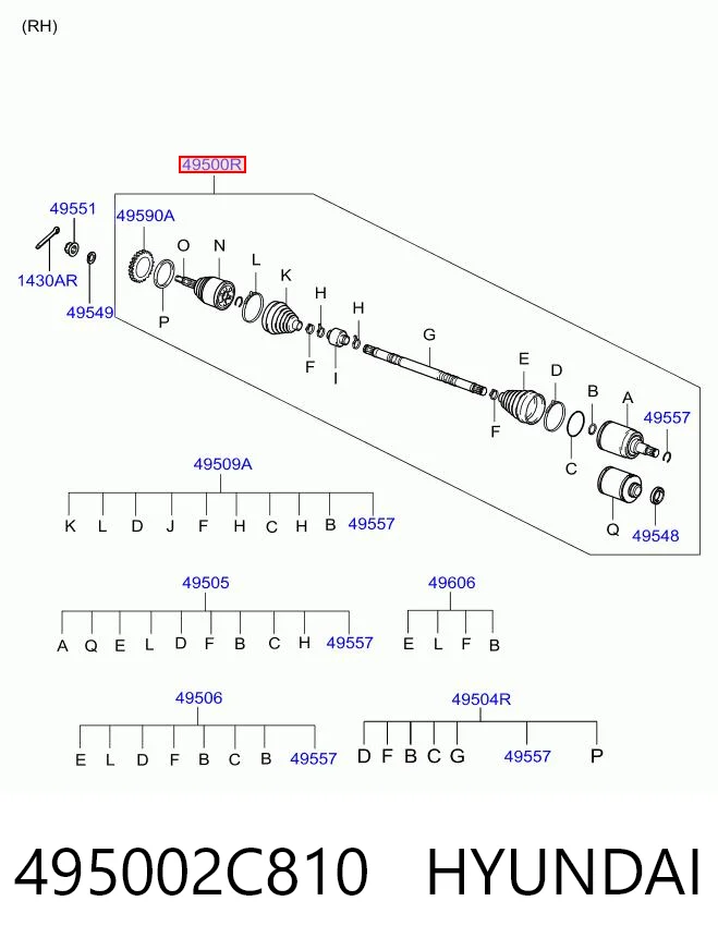 495002C810 Hyundai/Kia Półoś napędowa przednia prawa