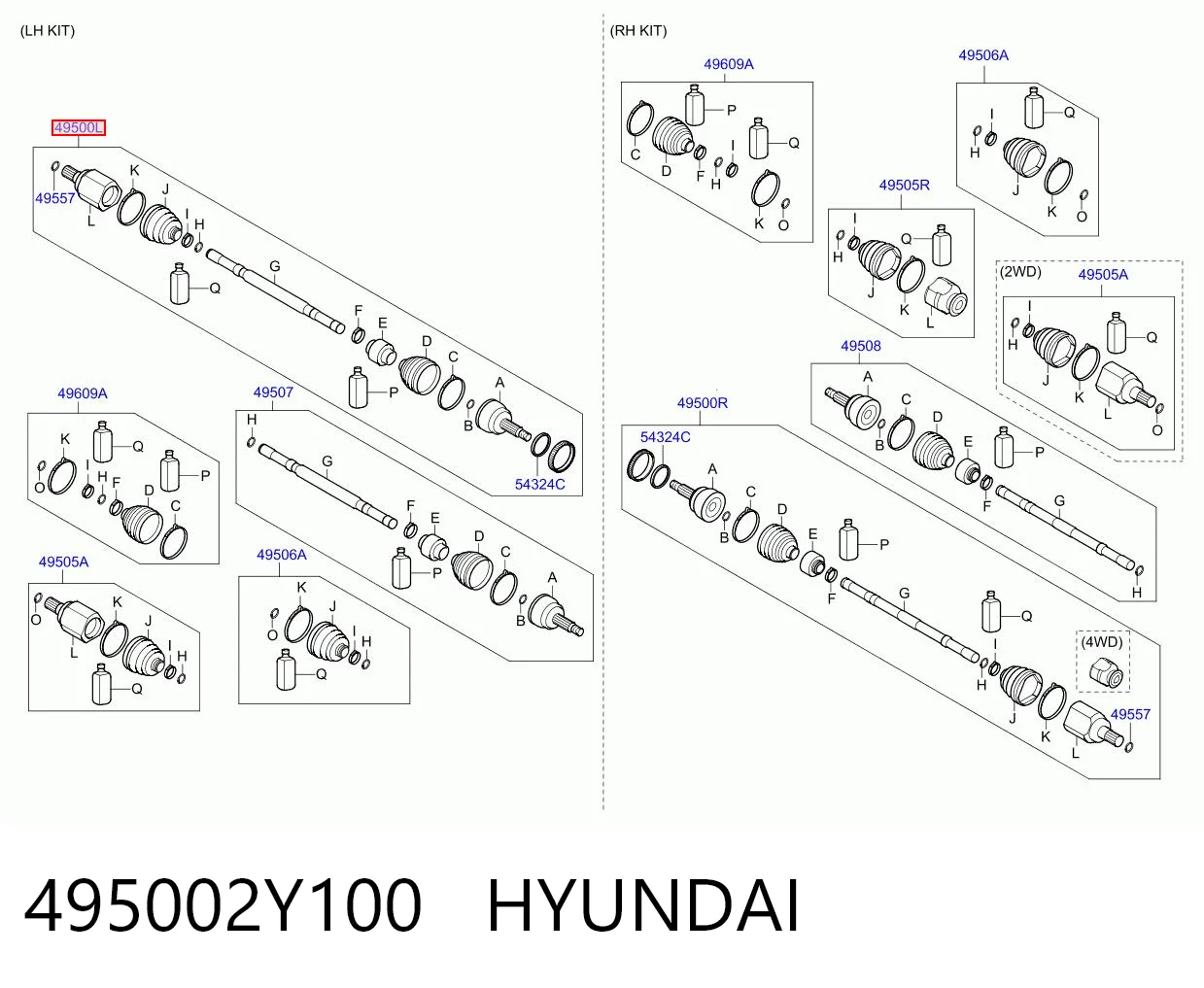 Półoś napędowa przednia lewa Hyundai Tucson II