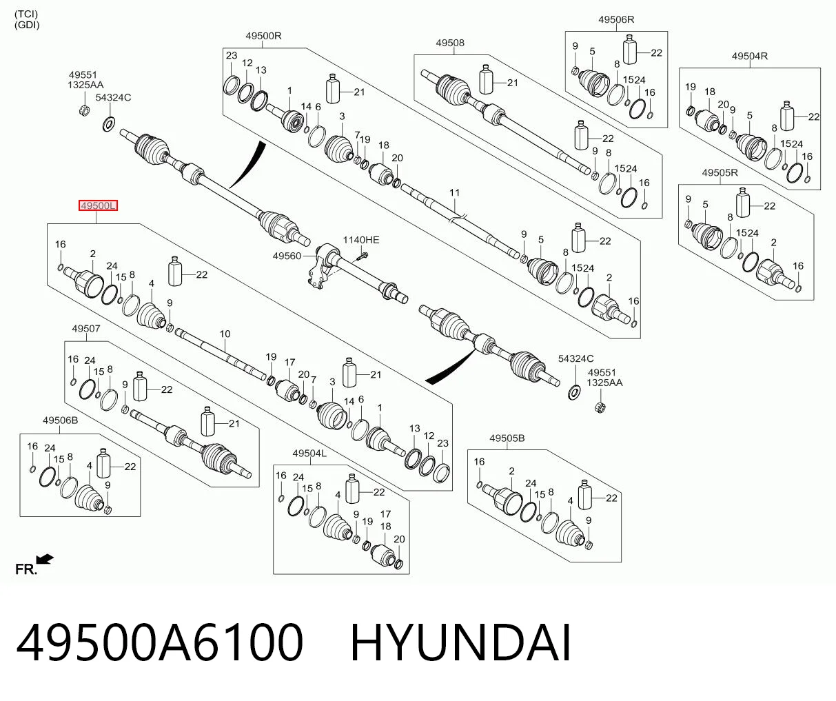  Półoś napędowa przednia lewa Hyundai I30 
