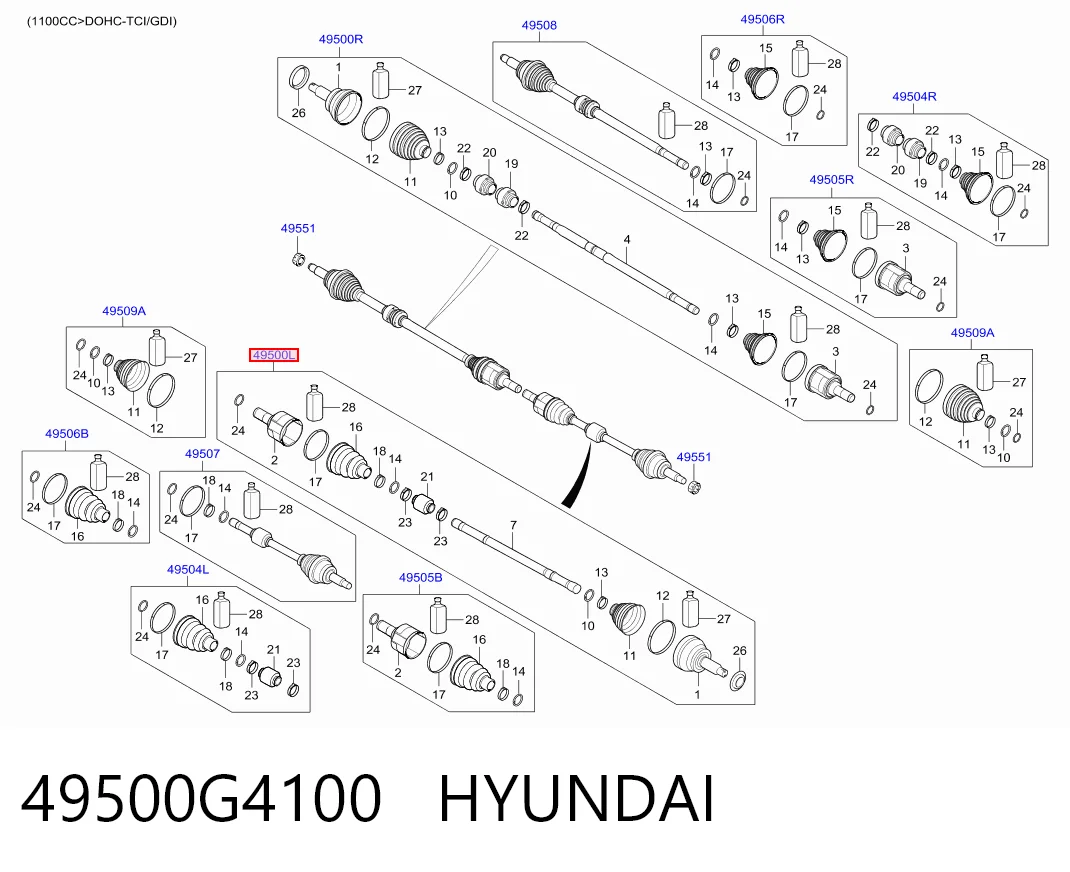 Półoś napędowa przednia lewa do Hyundai KONA  OS