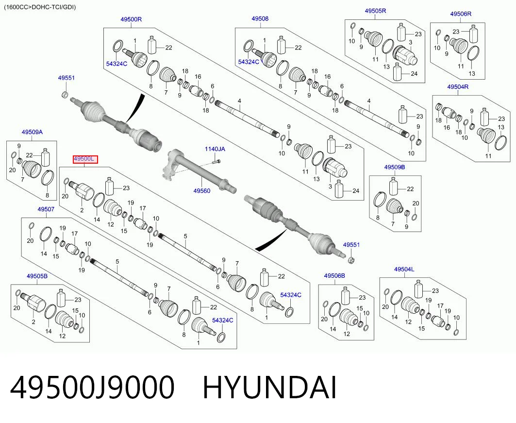 Do koszyka Przegub homokinetyczny przedni zewnętrzny Hyundai KONA  OS