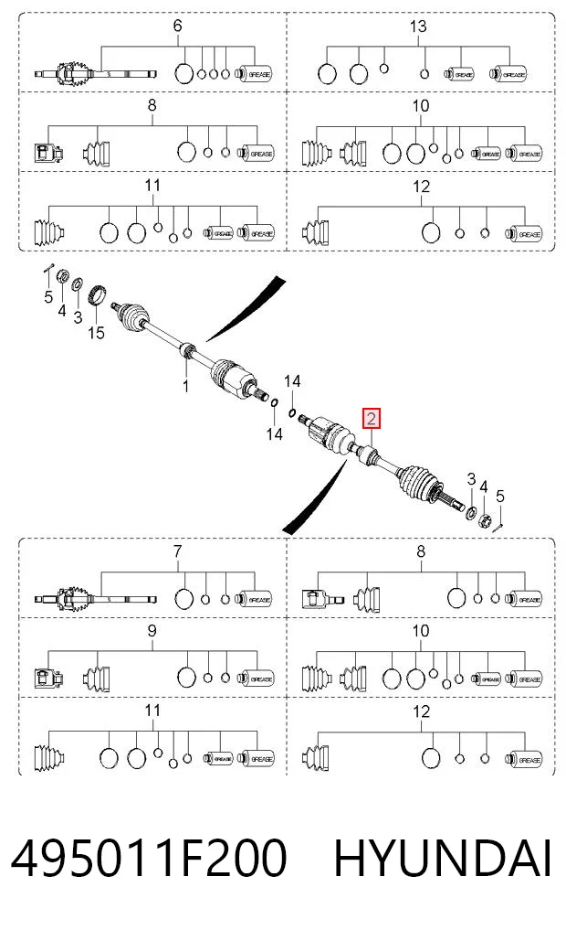 495011F200 Hyundai/Kia Półoś napędowa przednia lewa