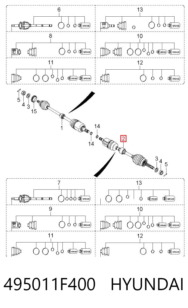 495011F400 Hyundai/Kia Półoś napędowa przednia lewa