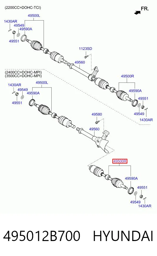 495012B700 Hyundai/Kia Półoś napędowa przednia prawa