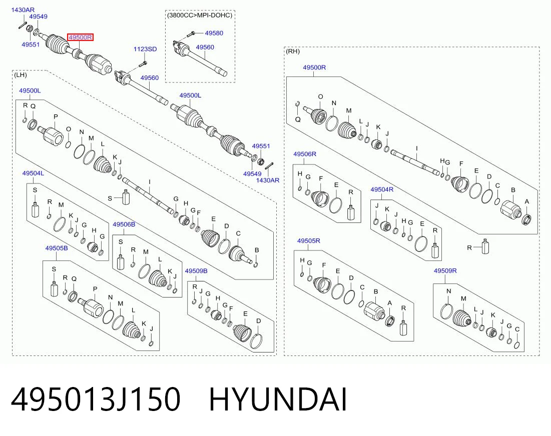 Półoś napędowa przednia prawa do Hyundai Veracruz 