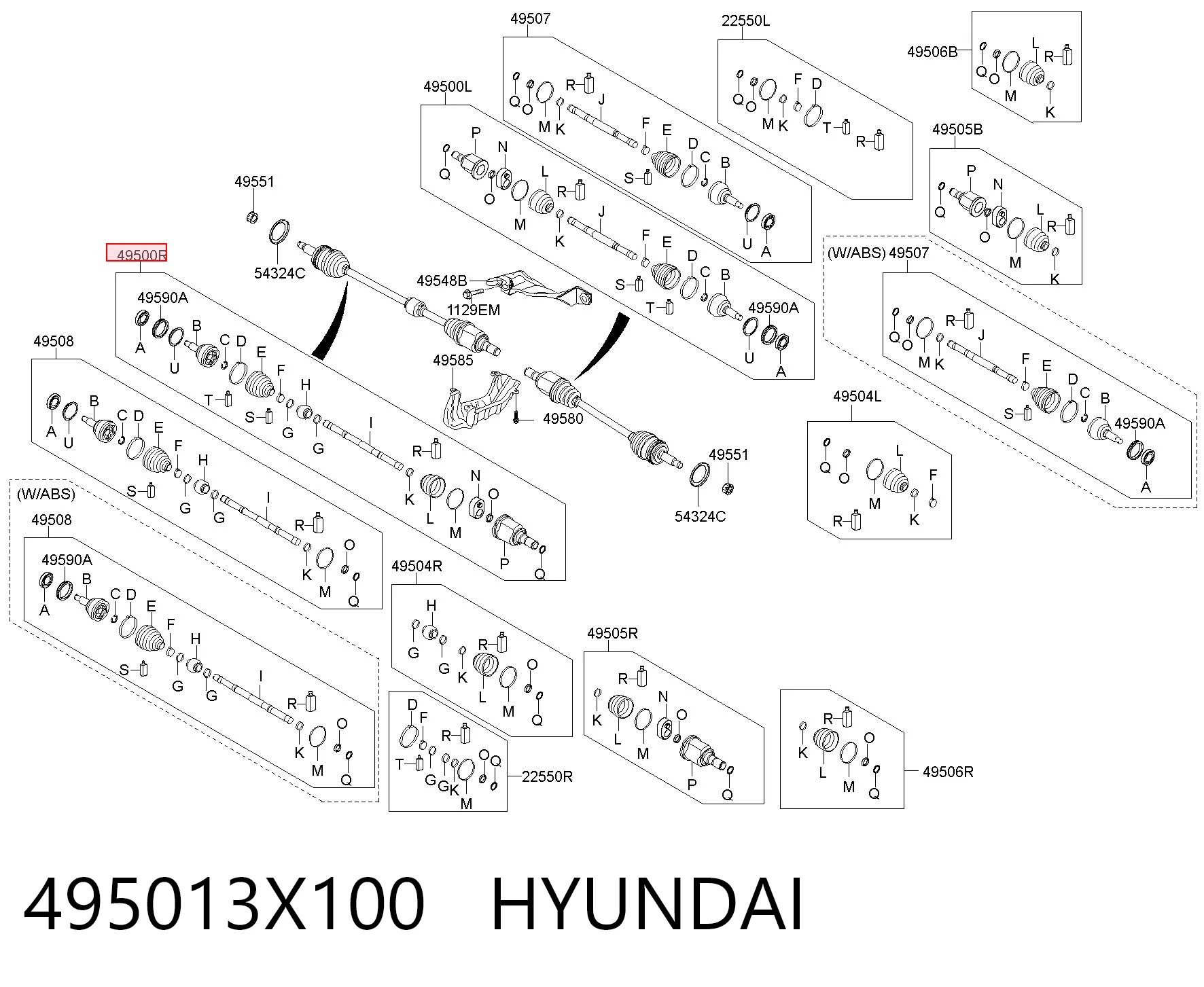495013X100 Hyundai/Kia Półoś napędowa przednia prawa