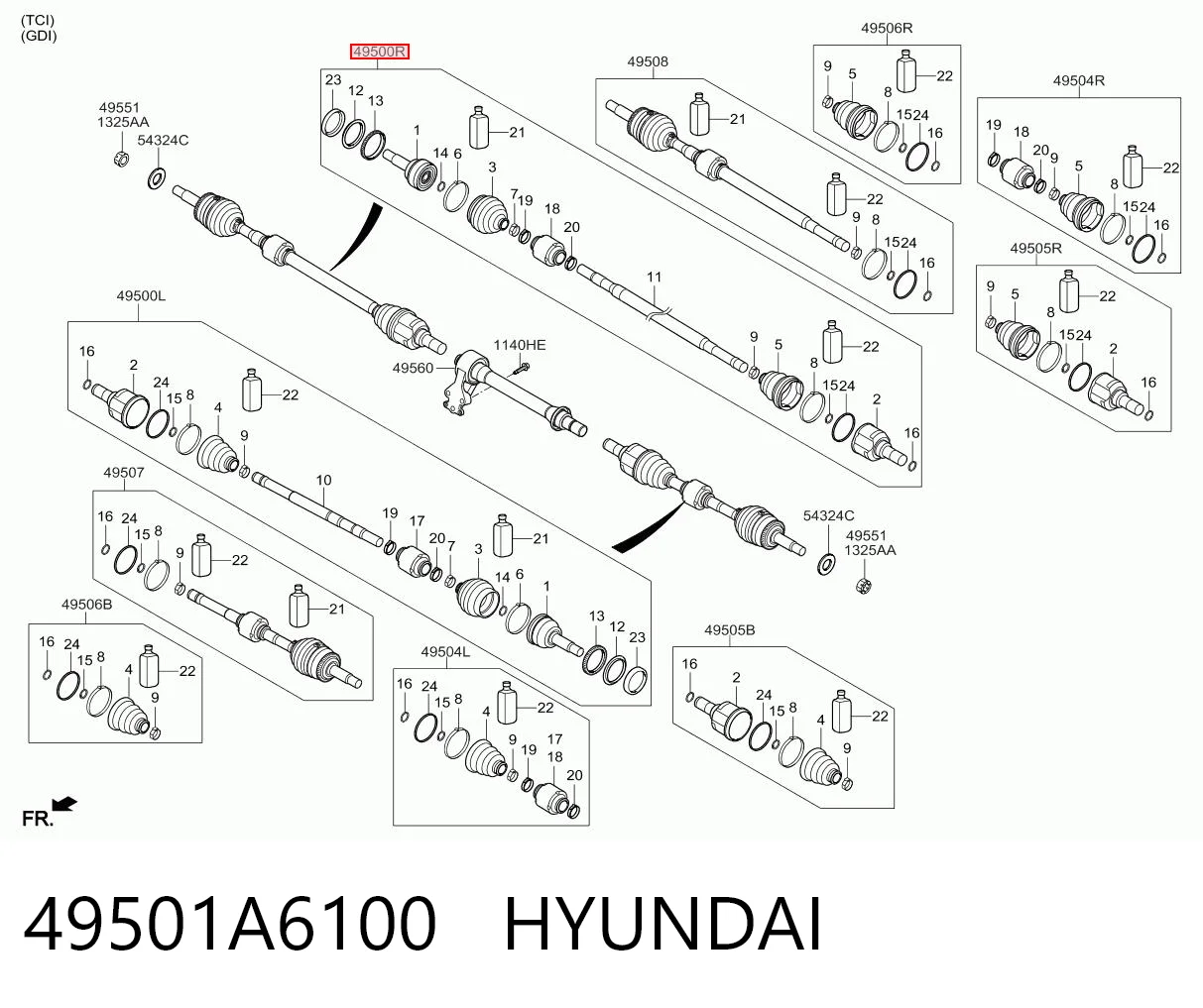 Półoś napędowa przednia prawa Hyundai I30 hatchback (GDH) (2012 - 2016) cena, od 91,20 USD