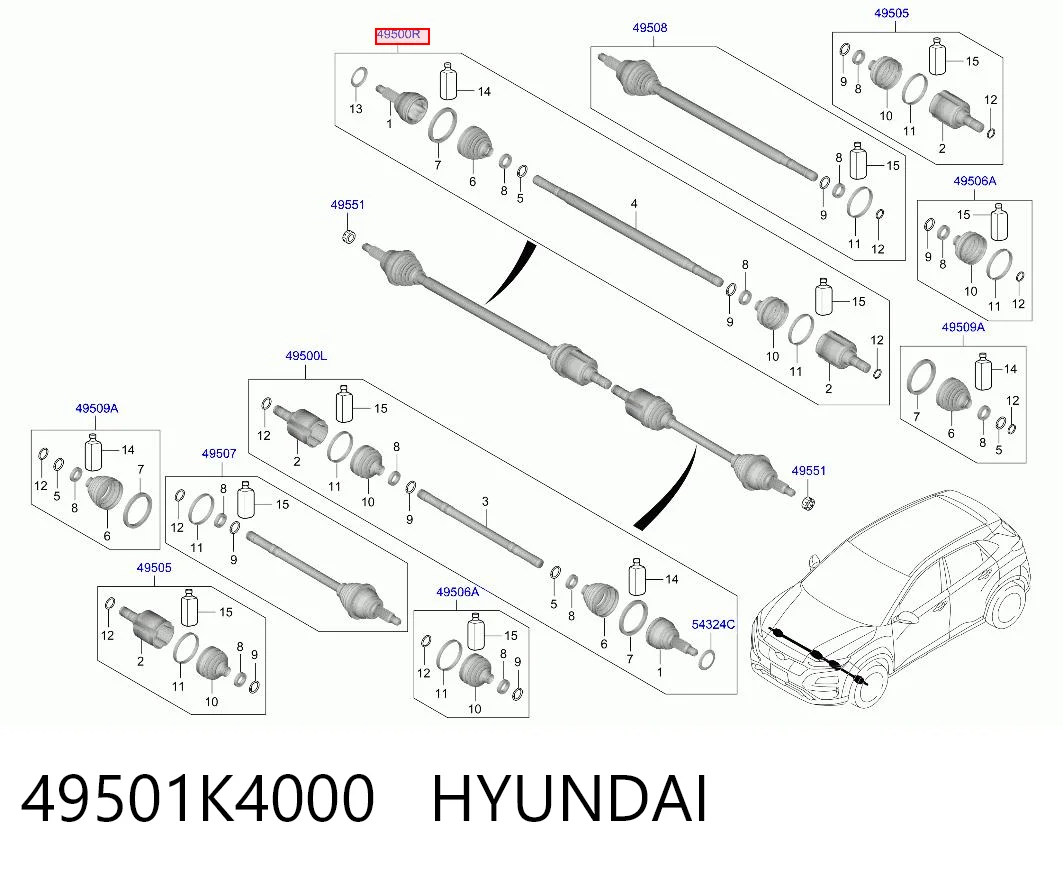Półoś napędowa przednia prawa do Hyundai KONA  OS