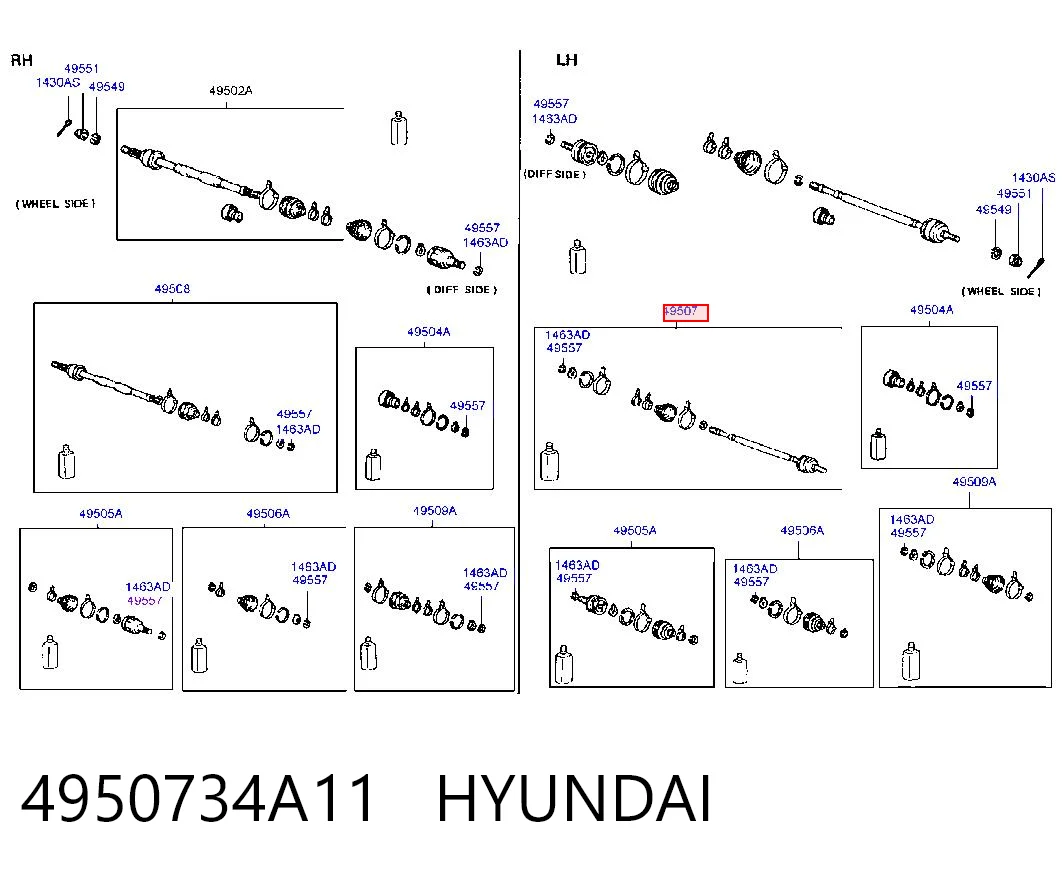 Półoś napędowa przednia lewa do Hyundai Sonata III 