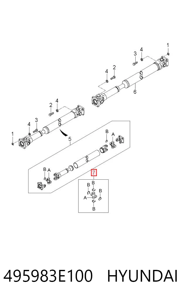 495983E100 Hyundai/Kia Krzyżak wału Cardana tylnego
