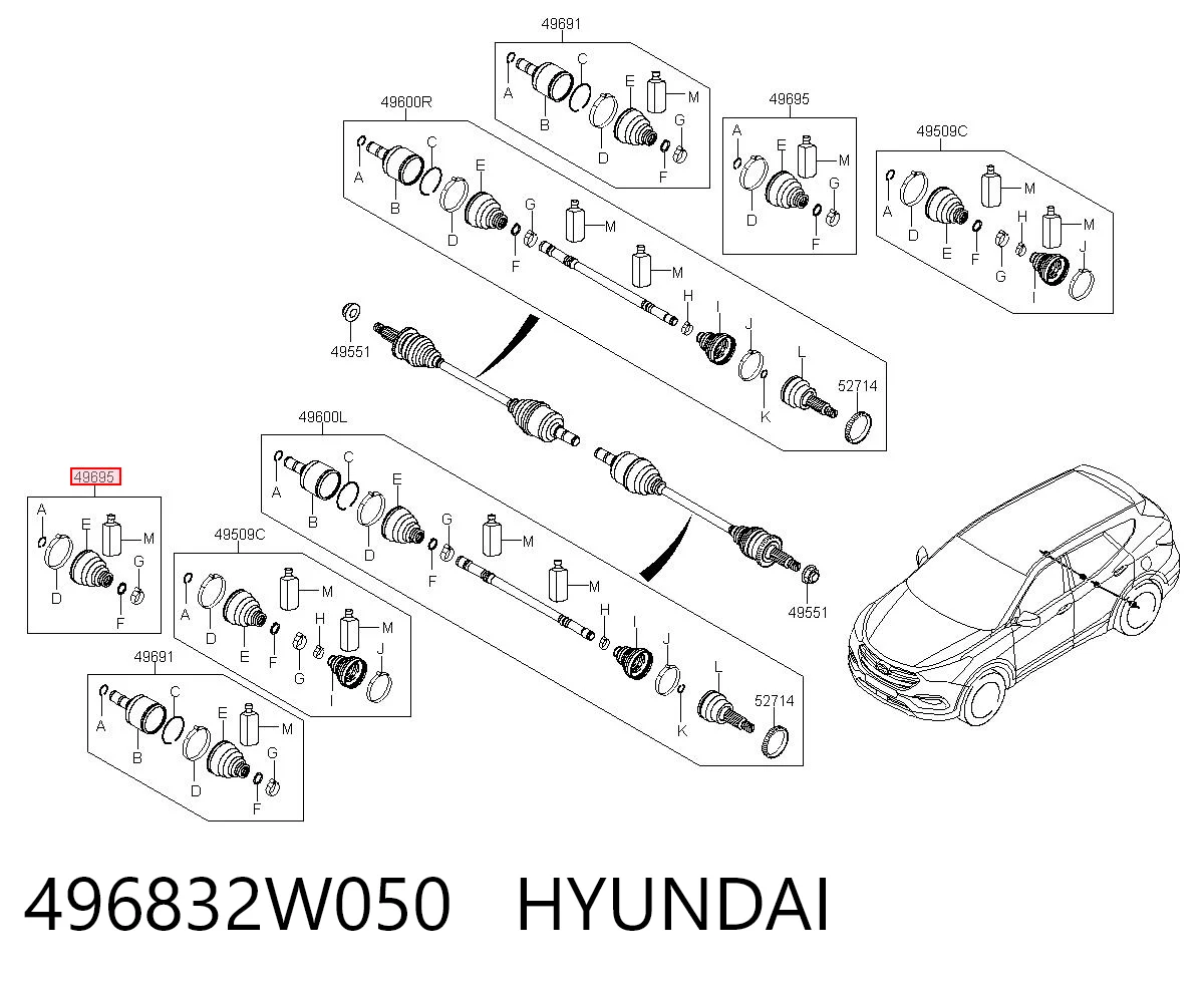 Osłona przegubu homokinetycznego półosi przedniej wewnętrzna do Hyundai Santa Fe DM