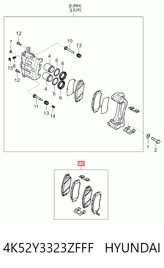 4K52Y3323ZFFF Hyundai/Kia Klocki hamulcowe przednie tarczowe