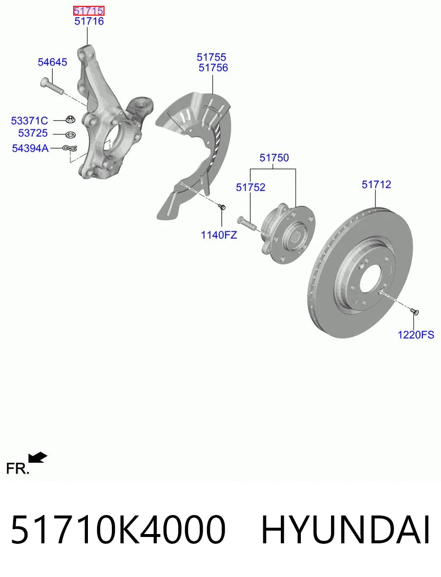 51710K4000 Hyundai/Kia Czop (zwrotnica) przedni lewy