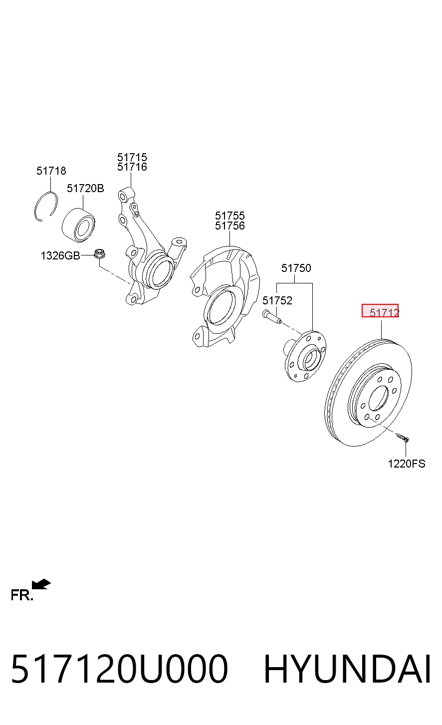 517120U000 Hyundai/Kia Tarcza hamulcowa przednia