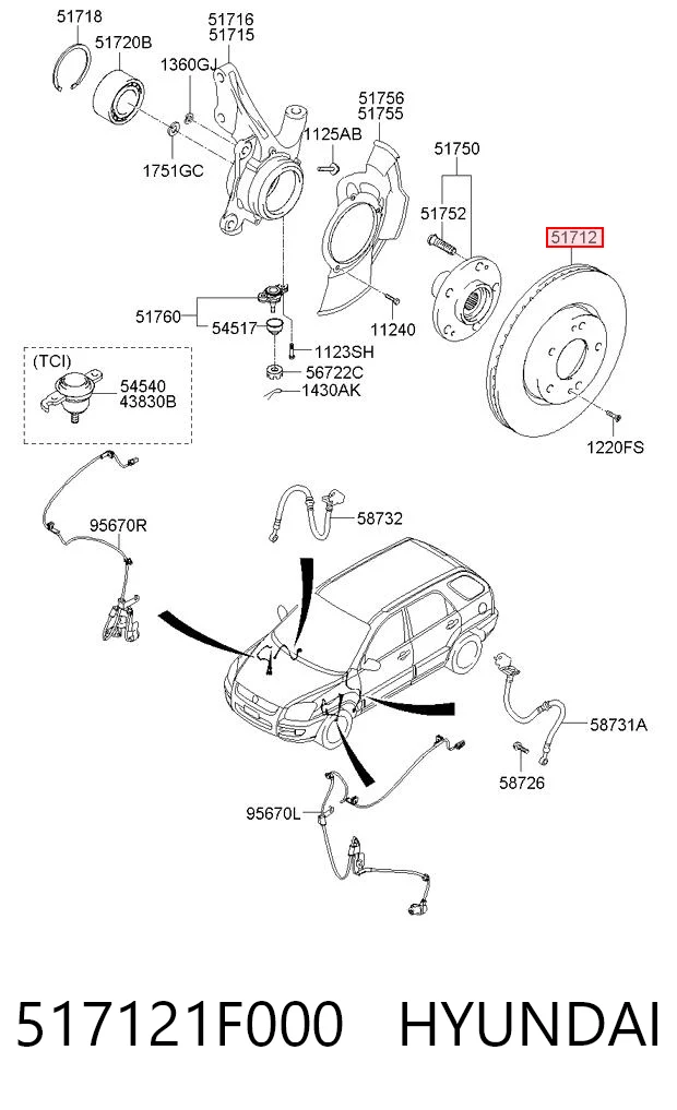 517121F000 Hyundai/Kia Tarcza hamulcowa przednia