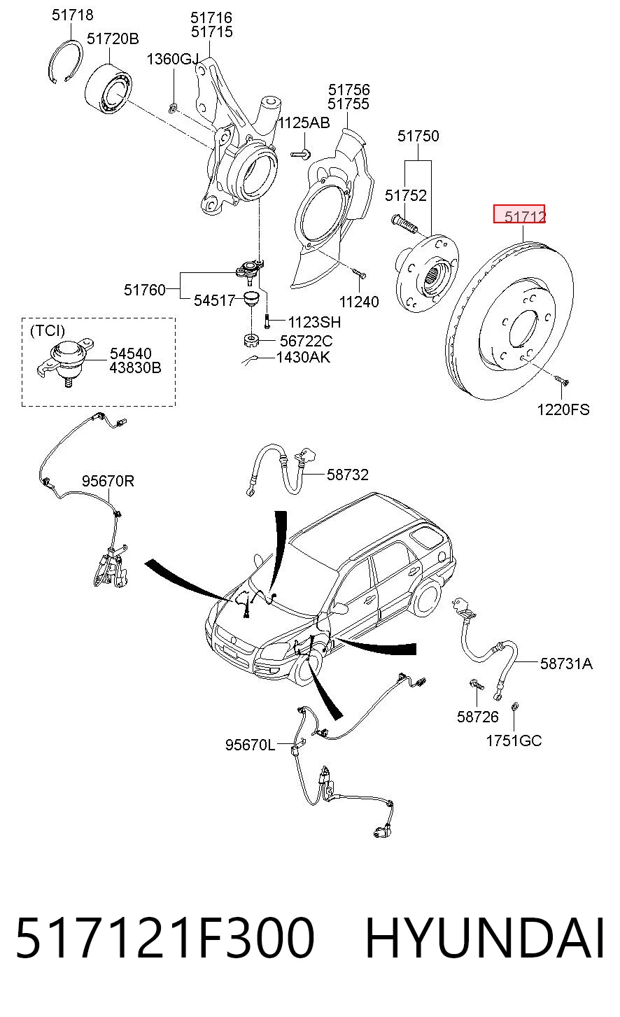 517121F300 Hyundai/Kia Tarcza hamulcowa przednia