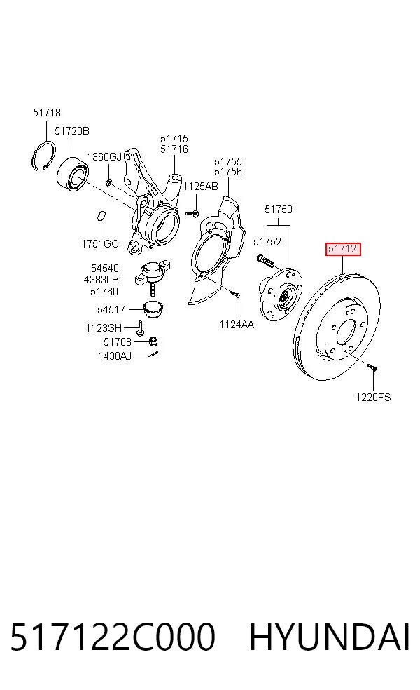 517122C000 Hyundai/Kia Tarcza hamulcowa przednia