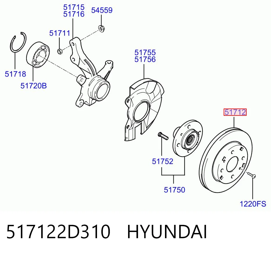 517122D310 Hyundai/Kia Tarcza hamulcowa przednia