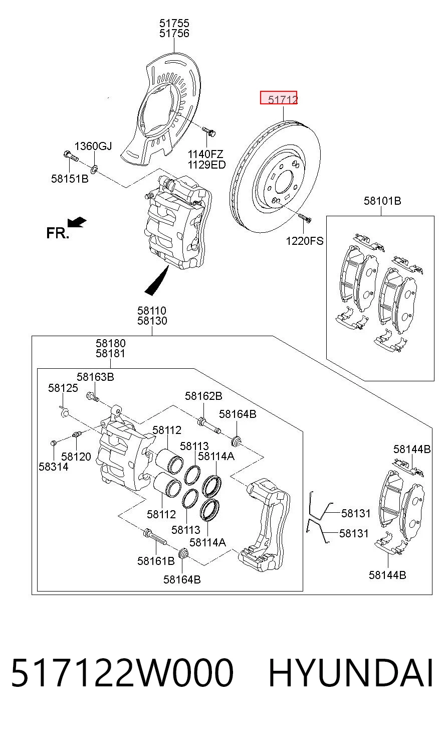 517122W000 Hyundai/Kia Tarcza hamulcowa przednia