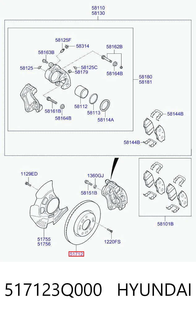 517123Q000 Hyundai/Kia Tarcza hamulcowa przednia