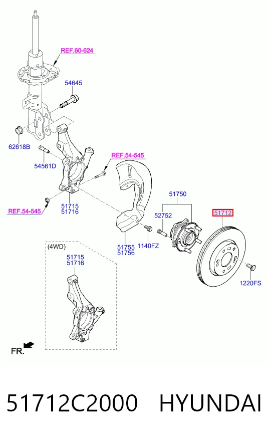 51712C2000 Hyundai/Kia Tarcza hamulcowa przednia